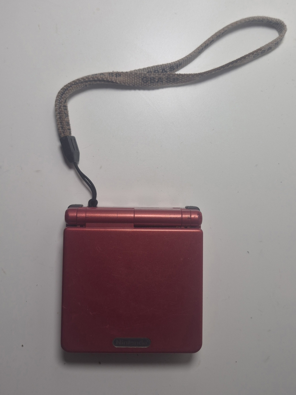 Nintendo GBA SP Gameboy Advanced Metallic Red Handheld with Wrist Strap